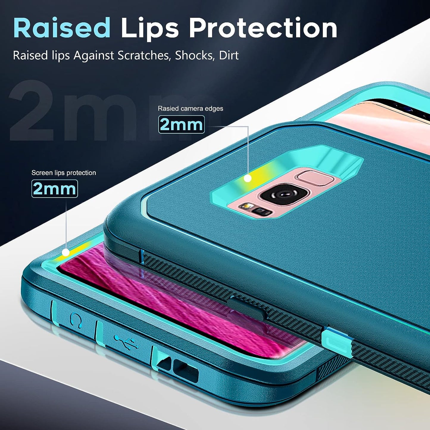 Leyi for Samsung Galaxy S8 plus Case, Upgrade 3-In-1 Full Body Shockproof Rubber Outer Cover Heavy Duty Tough Rugged Dustproof Defender Protection Case for Samsung Galaxy S8 Plus, Teal  LeYi   