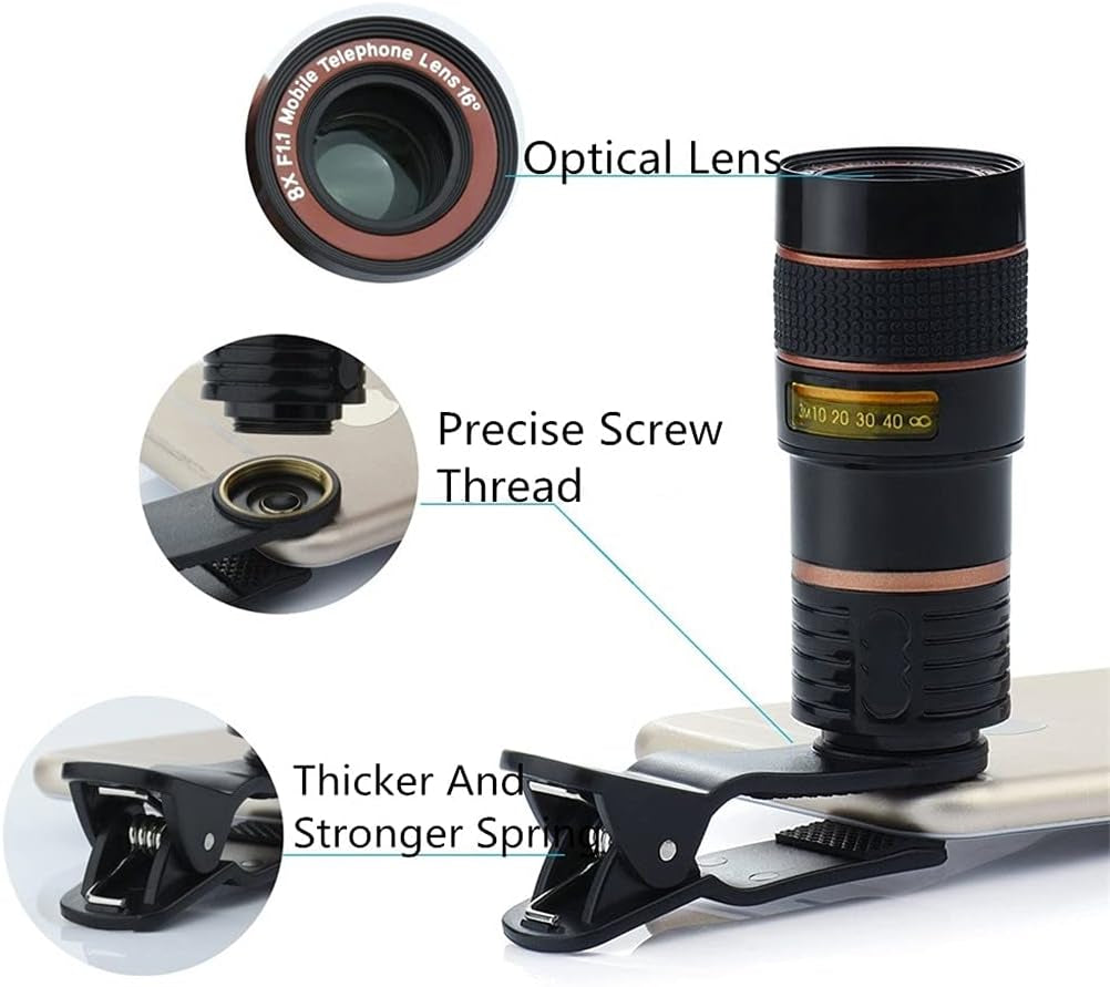 YASEZ Universal 8X Zoom Optical Phone Telescope Portable Mobile Phone Telephoto Camera Lens for Smartphone  wangyuanjing   