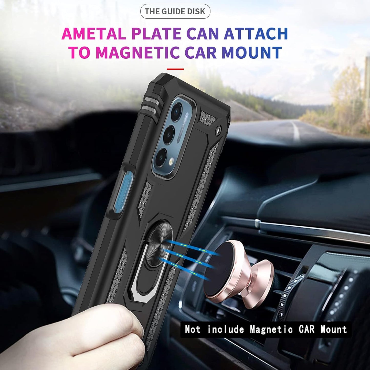 Leyi for Oneplus Nord N200 5G Case, Nord N200 5G Case, [Military Grade] Heavy Duty Shockproof Protective Phone Case with Magnetic Car Mount Ring Kickstand for Oneplus Nord N200 5G, Black  LeYi   