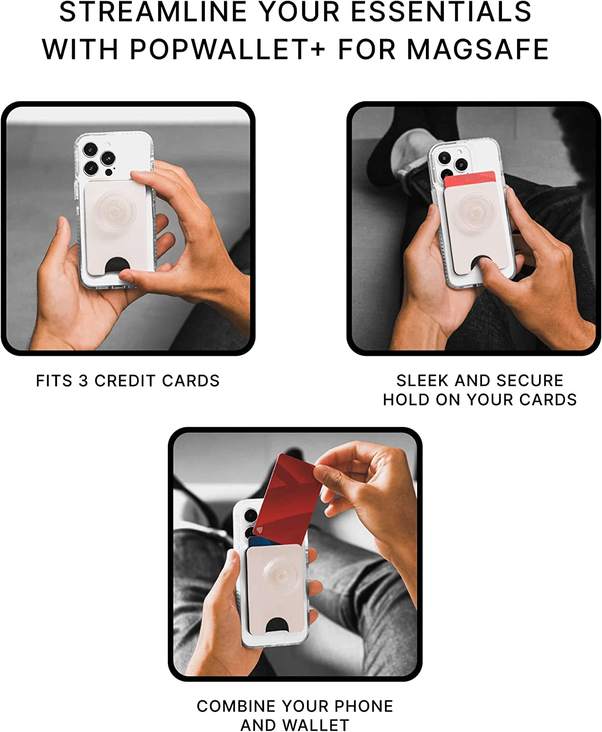 Popsockets Phone Wallet with Expanding Grip, Phone Card Holder, Wireless Charging Compatible, Wallet for Magsafe - Blanc Fresh  PopSockets   