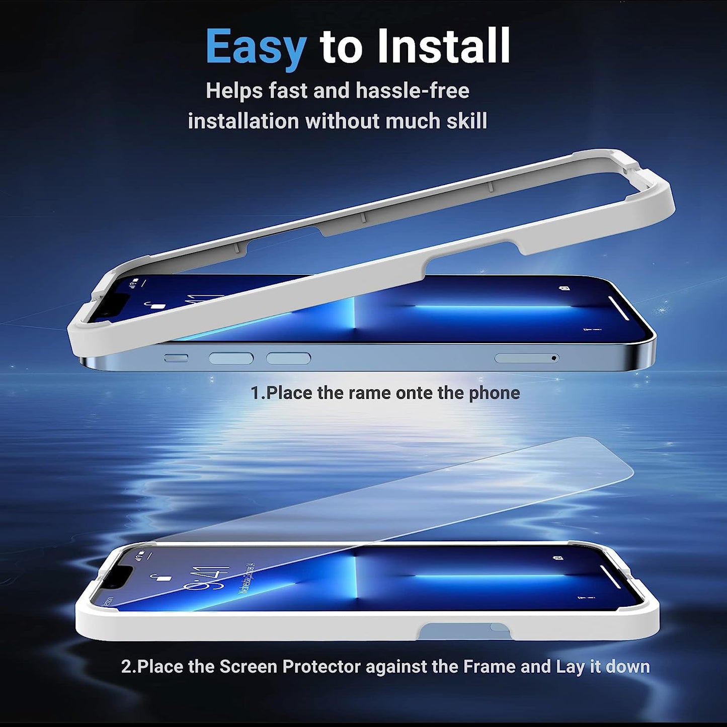 OTOFLY Glass Screen Protector Designed for Iphone 13/Iphone 13 Pro, 2 Pack 6.1 Inch Full Protection Durable Tempered Glass for Iphone 13/ 13 Pro 6.1" with Easy Installation Kit [Anti-Scratch, Anti-Fingerprint, Bubble Free and Case-Friendly]  OTOFLY Direct   