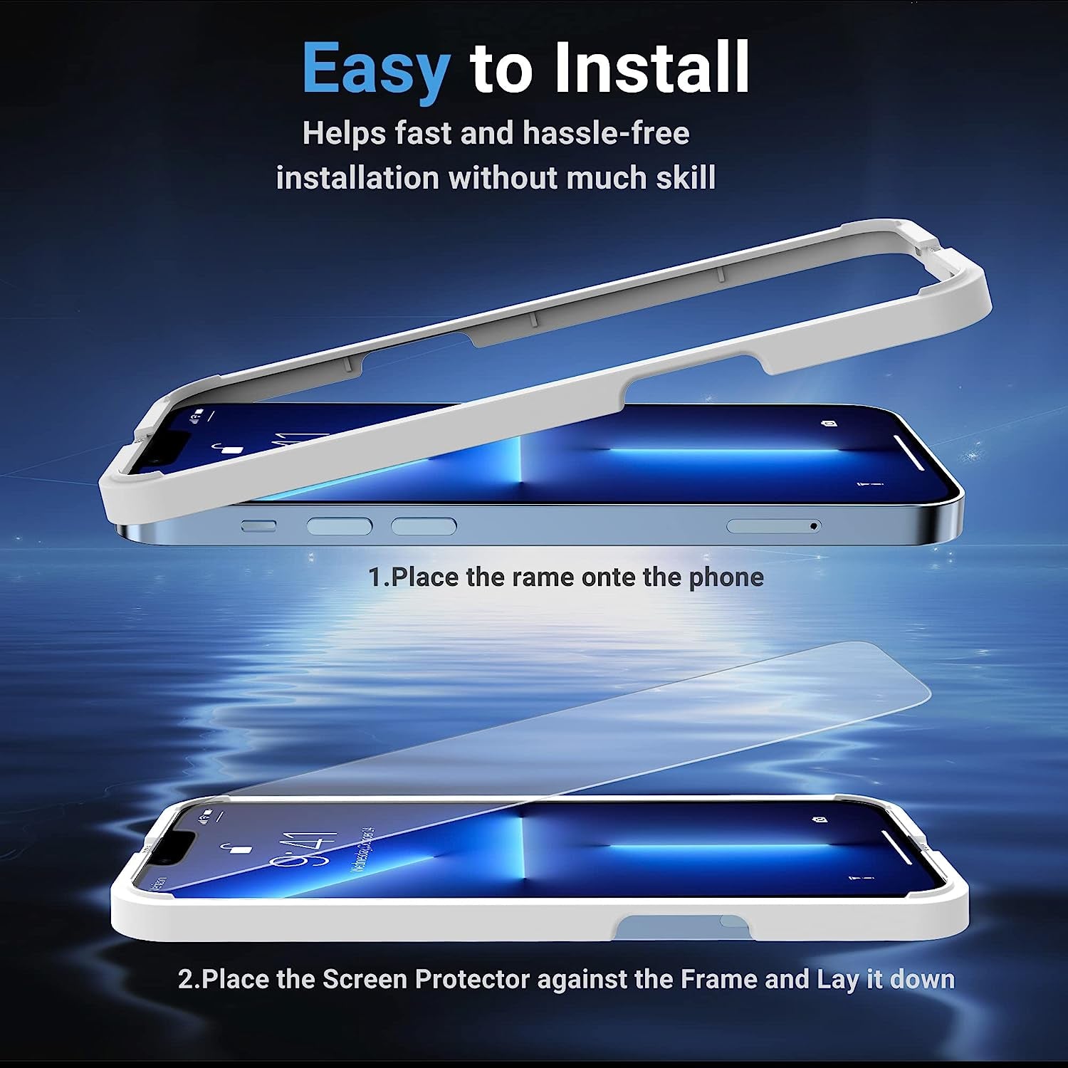 OTOFLY Glass Screen Protector Designed for Iphone 13/Iphone 13 Pro, 2 Pack 6.1 Inch Full Protection Durable Tempered Glass for Iphone 13/ 13 Pro 6.1" with Easy Installation Kit [Anti-Scratch, Anti-Fingerprint, Bubble Free and Case-Friendly]  OTOFLY Direct   