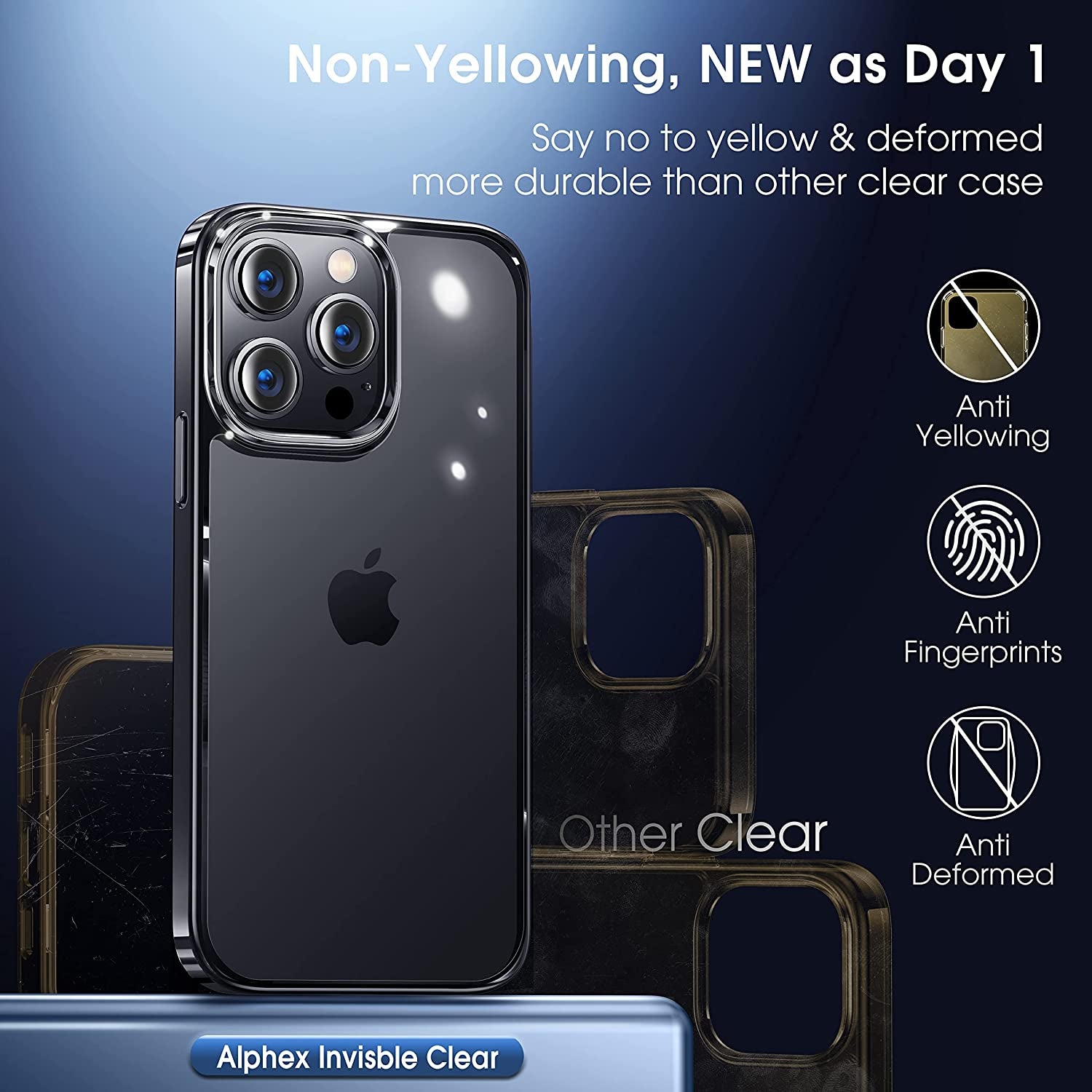 Alphex Invisible Clear Case for Iphone 14 Pro [Look as Caseless] [Never Yellowing] 8FT Military Grade Protective Soft Glossy Bumper Matte Slim Women Men Phone Cover 6.1 Inch, Space Black  Alphex   