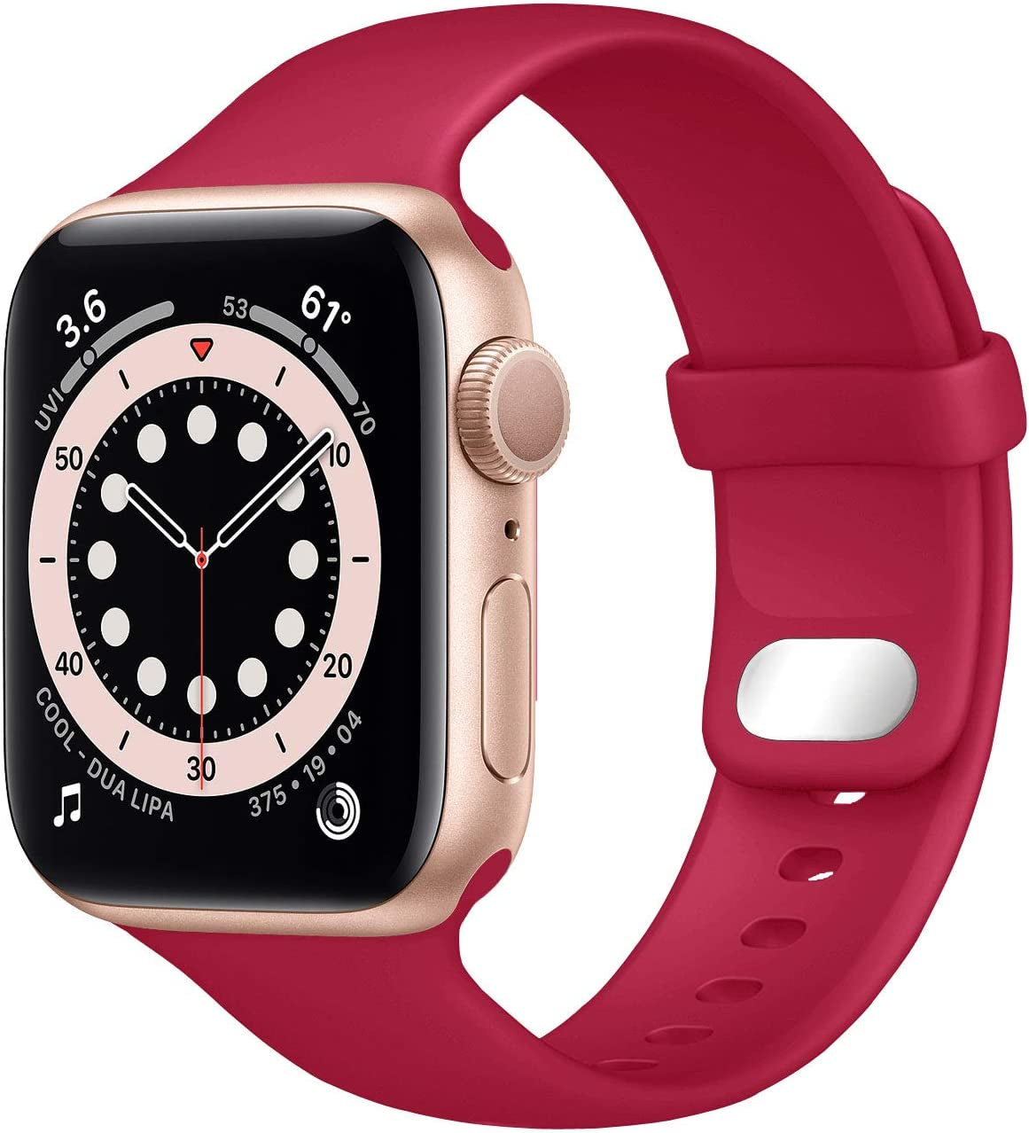 NUKELOLO Sport Band Compatible with Apple Watch Bands 38Mm 41Mm 40Mm 45Mm 44Mm 42Mm, Soft Silicone Replacement Strap Compatible for Iwatch Series SE 7 6 5 4 3 2 1 Women Men  NUKELOLO Rose Red 38mm/40mm/41mm 