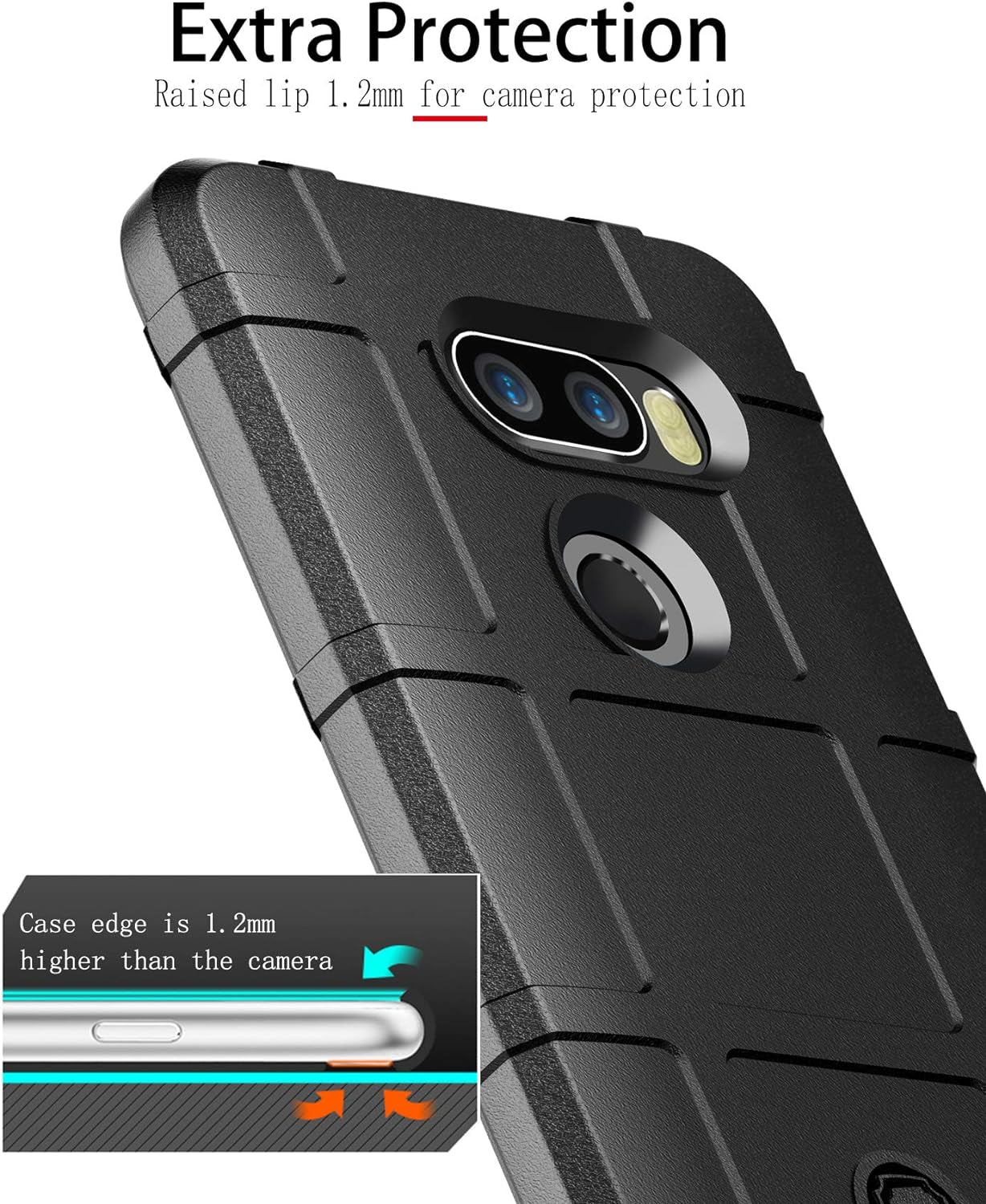 ZYZXJSGHD Fit for LG V30/V30S Case,Military Grade Drop Tested Protective Phone Case Hybrid Heavy Duty Impact Resistant Cover for LG V35 Thinq -Black  ZYZX   
