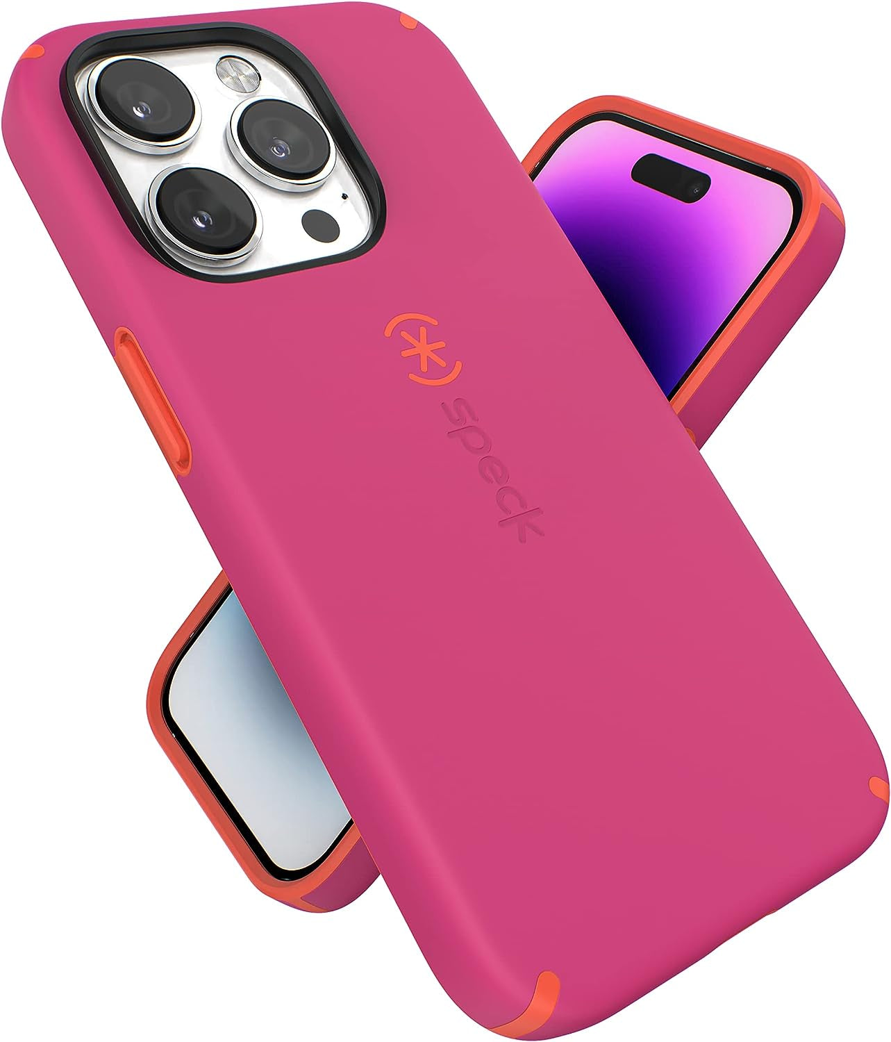 Speck Iphone 14 Pro Case - Slim Phone Case with Drop Protection, Scratch Resistant with Soft Touch for 6.1 Inch Iphone 14 Pro Case - Dual Layer Case, Digital Pink/Energy Red Candyshell Pro  Speck Products   
