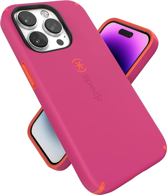 Speck Iphone 14 Pro Case - Slim Phone Case with Drop Protection, Scratch Resistant with Soft Touch for 6.1 Inch Iphone 14 Pro Case - Dual Layer Case, Digital Pink/Energy Red Candyshell Pro  Speck Products   