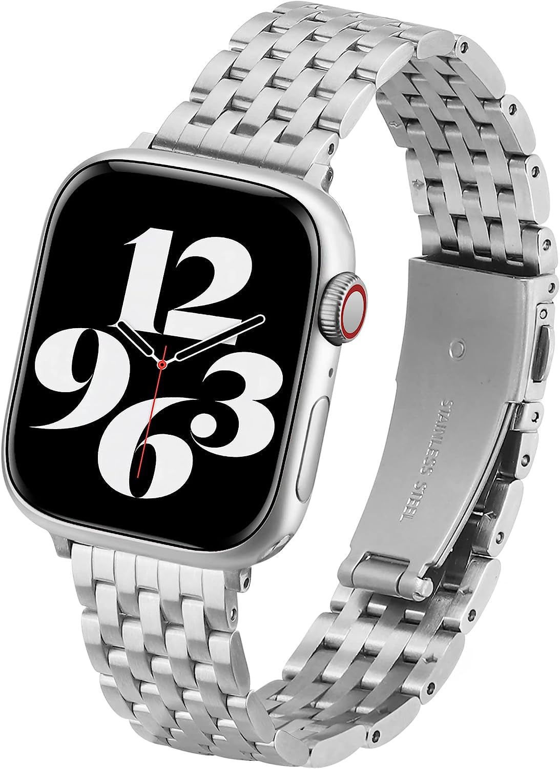 TISIMO for Apple Watch Band 38Mm 40Mm 41Mm 42Mm 44Mm 45Mm Series 8 7 6 5 4 3 2 1 SE SE2 Women and Men,Classic Stainless Steel Metal Watchband for Iwatch Bands,Pretty Shiny Look  TISIMO Brushed Silver 41mm 40mm 38mm 