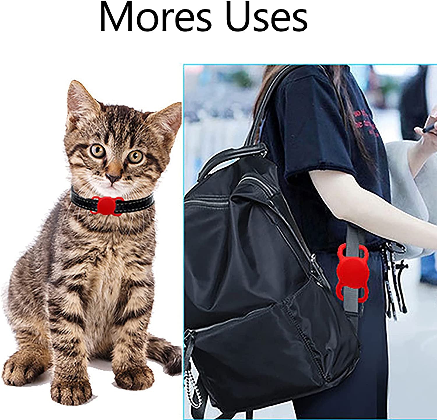 Holder Compatible with Airtag Air Tag, Case Cover Fit Dog Pet Cat Collar Compatible for Apple Finder Location Tracker Black & Blue  Chansmart   