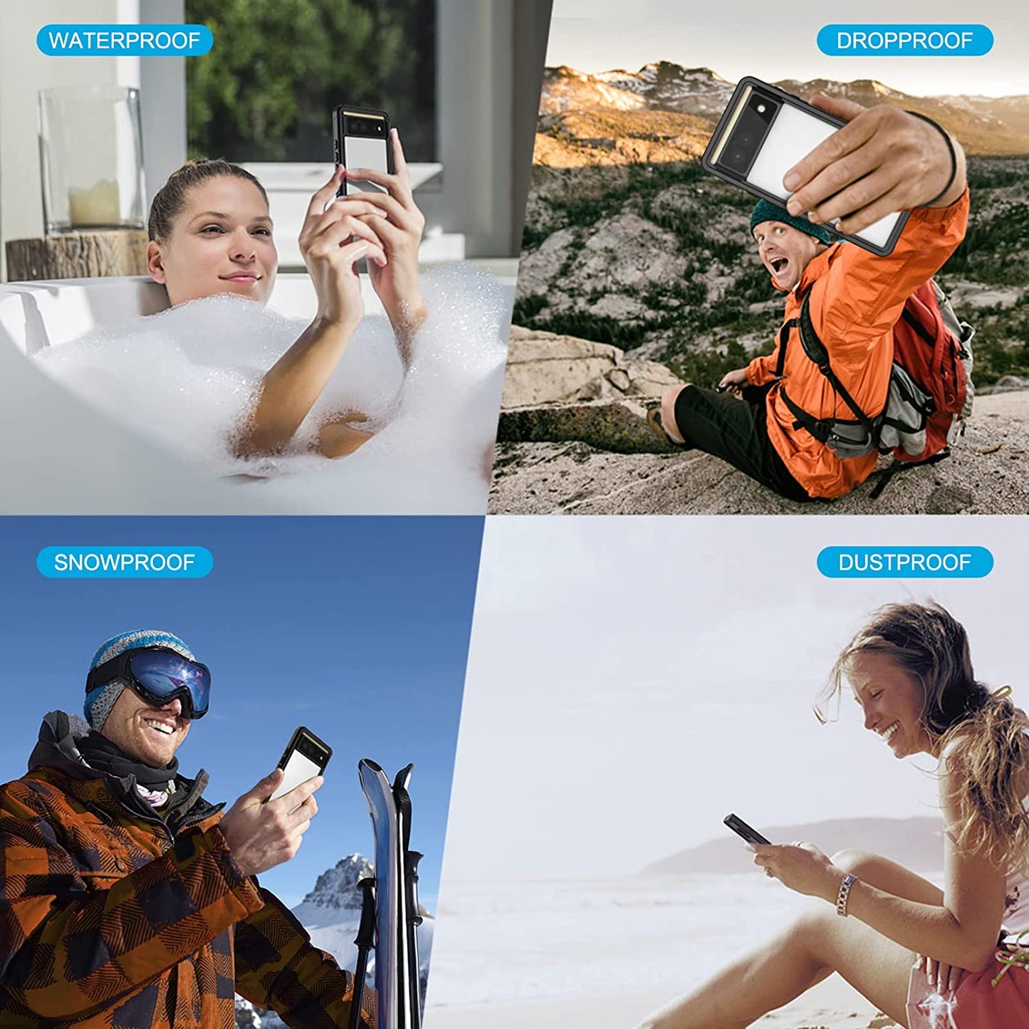 Lanhiem Pixel 6 Case, IP68 Waterproof Dustproof Case with Built-In Screen Protector, Rugged Full Body Shockproof Phone Cover for Google Pixel 6, Black/Clear  Lanhiem   