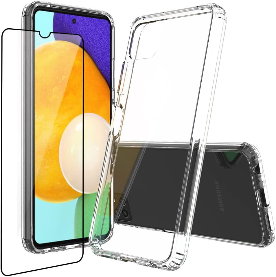 Niopiee for Samsung Galaxy A51 4G Case Crystal Clear Slim Hard Case Hybrid Shockproof Bumper with Tempered Glass Screen Protector Full Body Anti-Yellow Anti-Scratch Phone Protective Cover  NIOPIEE Galaxy A22 5G  
