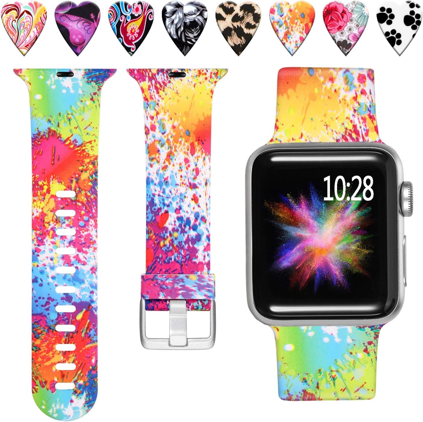 Laffav Compatible with Apple Watch Band 41Mm 40Mm 38Mm Iwatch SE & Ultra & Series 8/7/6/5/4/3/2/1 for Women Men, Sexy Leopard, S/M  Laffav Splash-ink 38/40/41MM M/L 