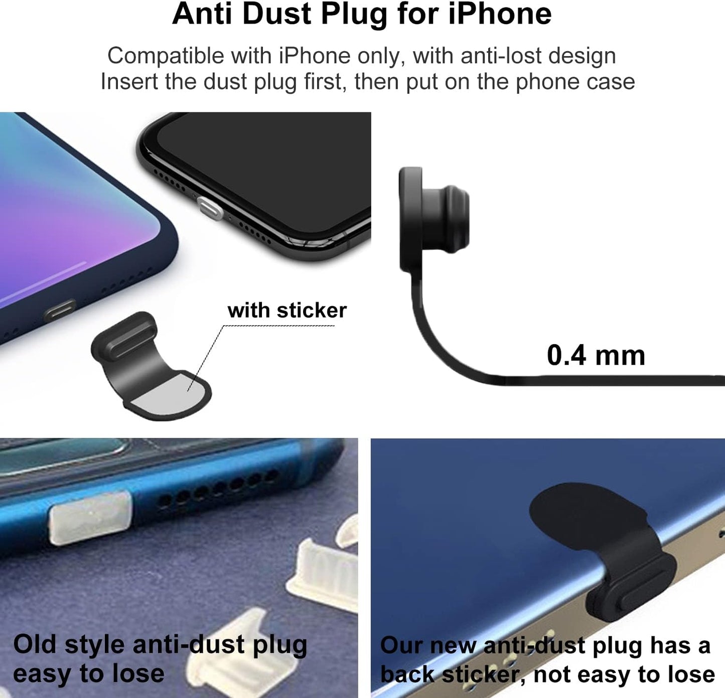 Anti Dust Plug Kit Compatible with Iphone 11/12/13/X/Xs Max/Xr and More, Dustproof Maintenance Kit for Iphone, Come with Phone Port Cover Cap Phone Speaker Anti-Dust Mesh Sticker and Other  Mepsies   