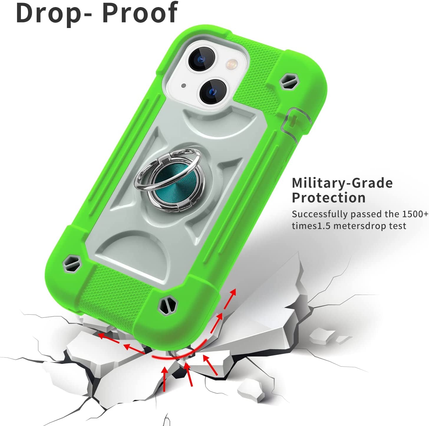 MARKILL Compatible with Iphone 14 Case/Iphone 13 Case 6.1 Inch with Built-In 360°Rotating Ring Stand, Military Grade Drop Protection Full Body Rugged Heavy Duty Protective Durable Cover. (Guava)  MARKILL   