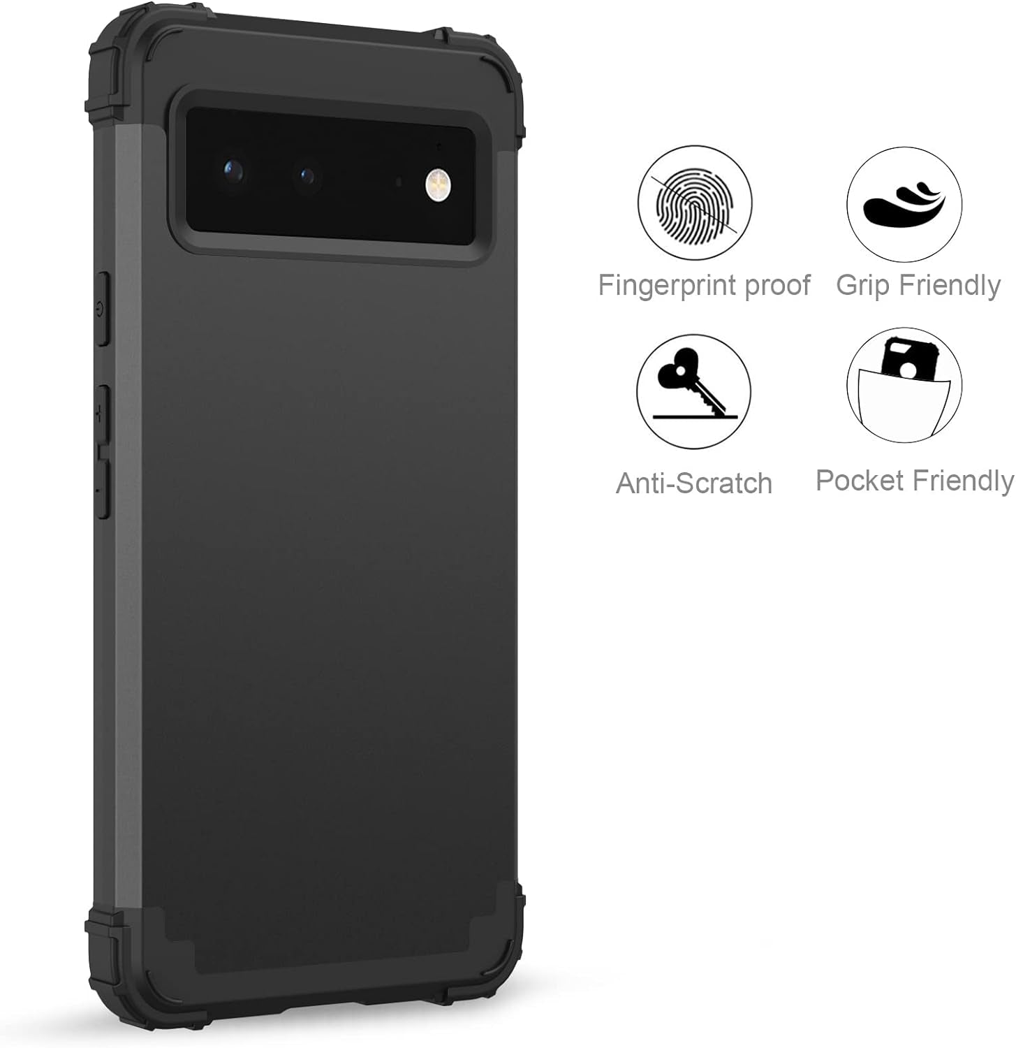 BENTOBEN Pixel 6 Case, Google Pixel 6 Case, 3 in 1 Heavy Duty Rugged Hybrid Shockproof Hard PC Cover Soft Silicone Bumper Impact Resistant Protective Phone Cases for Google Pixel 6 6.4 Inch, Black  BENTOBEN   