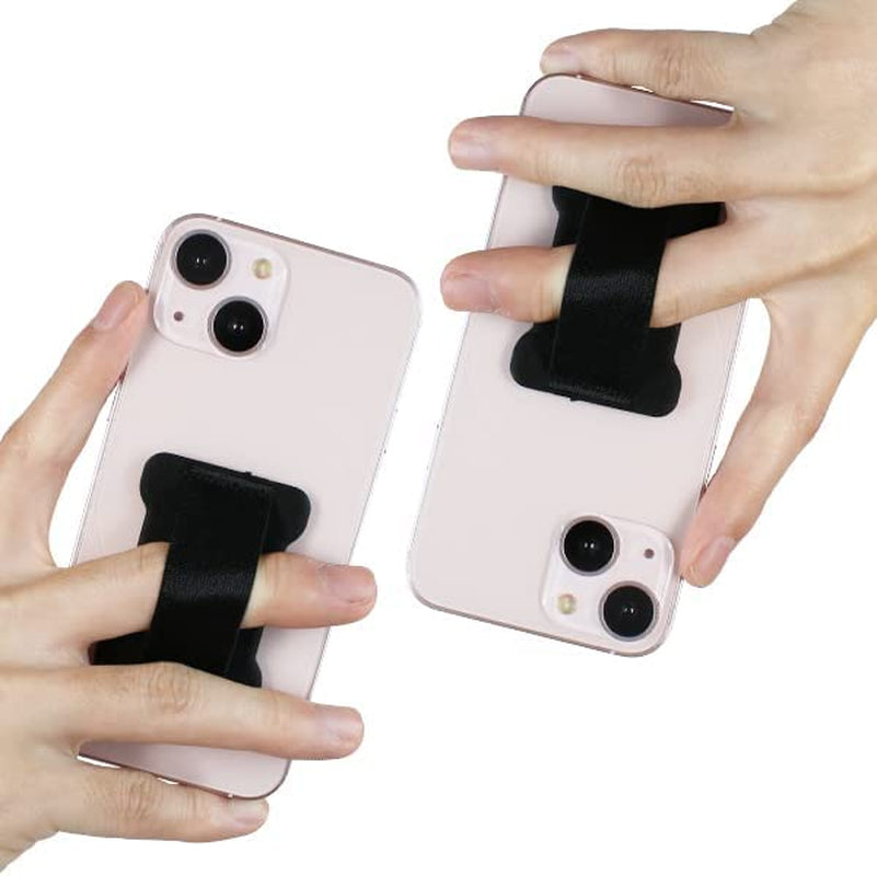 WUOJI Finger Strap Phone - Cell Phone Finger Holder - Ultra Thin Anti-Slip Universal Cell Phone Gripper for Back of Phone Grip Compatible with Iphone Samsung and Most Smartphones -2Pack(Black)  WUOJI   