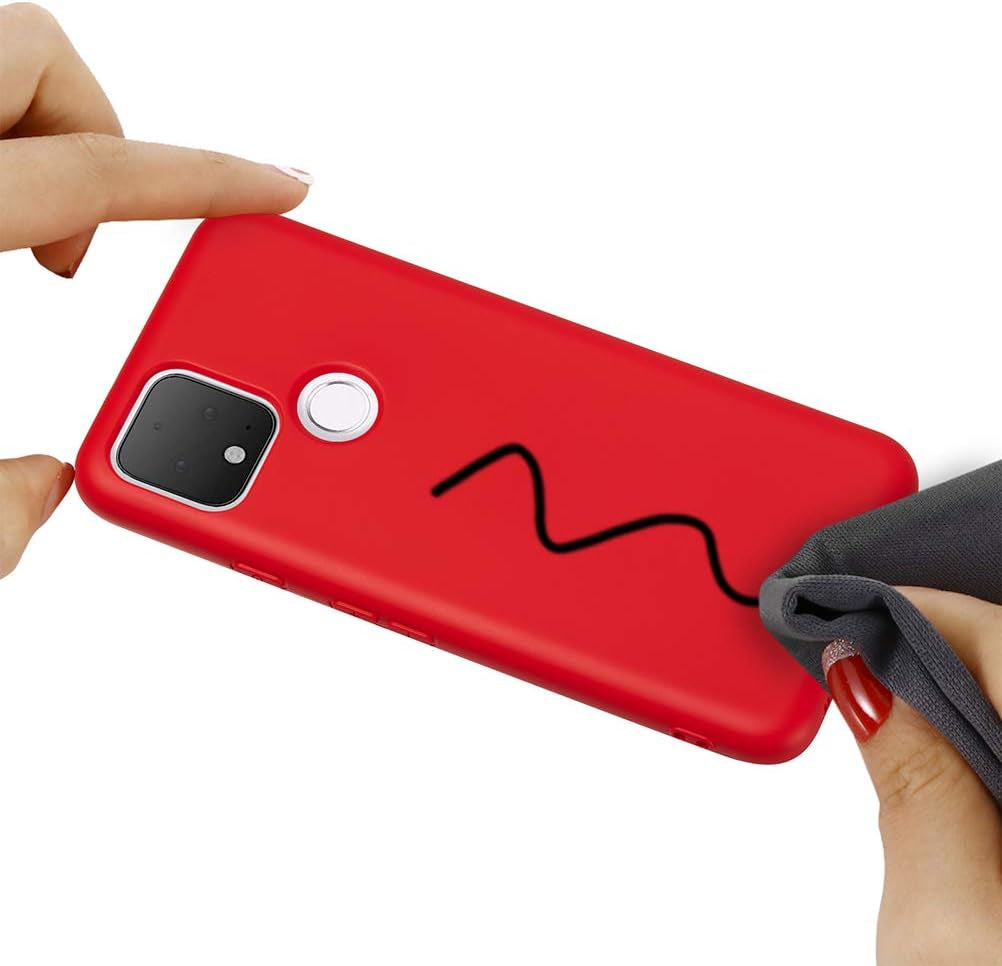 Mikikit Red Silicone Case for Google Pixel 4A 5G, Soft Rubber Gel Case Liquid Silicone Cover Cute Girl Anti-Dirty Case Matte Shockproof Protector Case for Google Pixel 4A 5G  Mikikit   