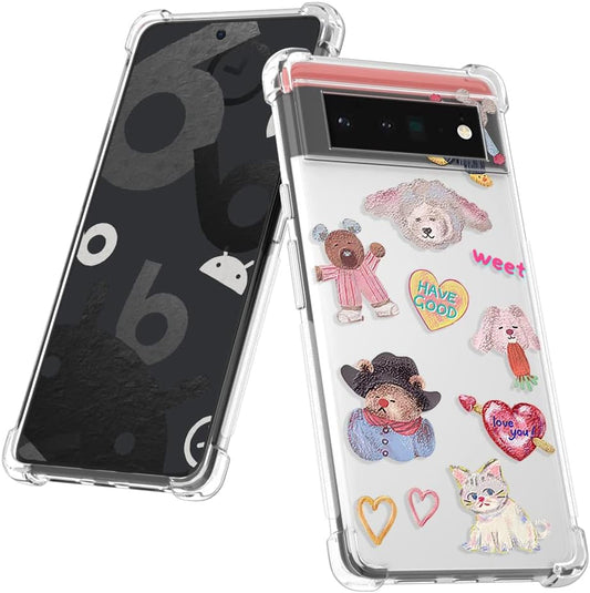 YCJACE Google Pixel 6 Pro Case,Google Pixel 6 Pro Case Clear with Bear Design Soft TPU Ultra-Thin Shockproof Anti-Scratch Bumper Protective Cover Case for Google Pixel 6 Pro-Sweets Bear  YCJACE   