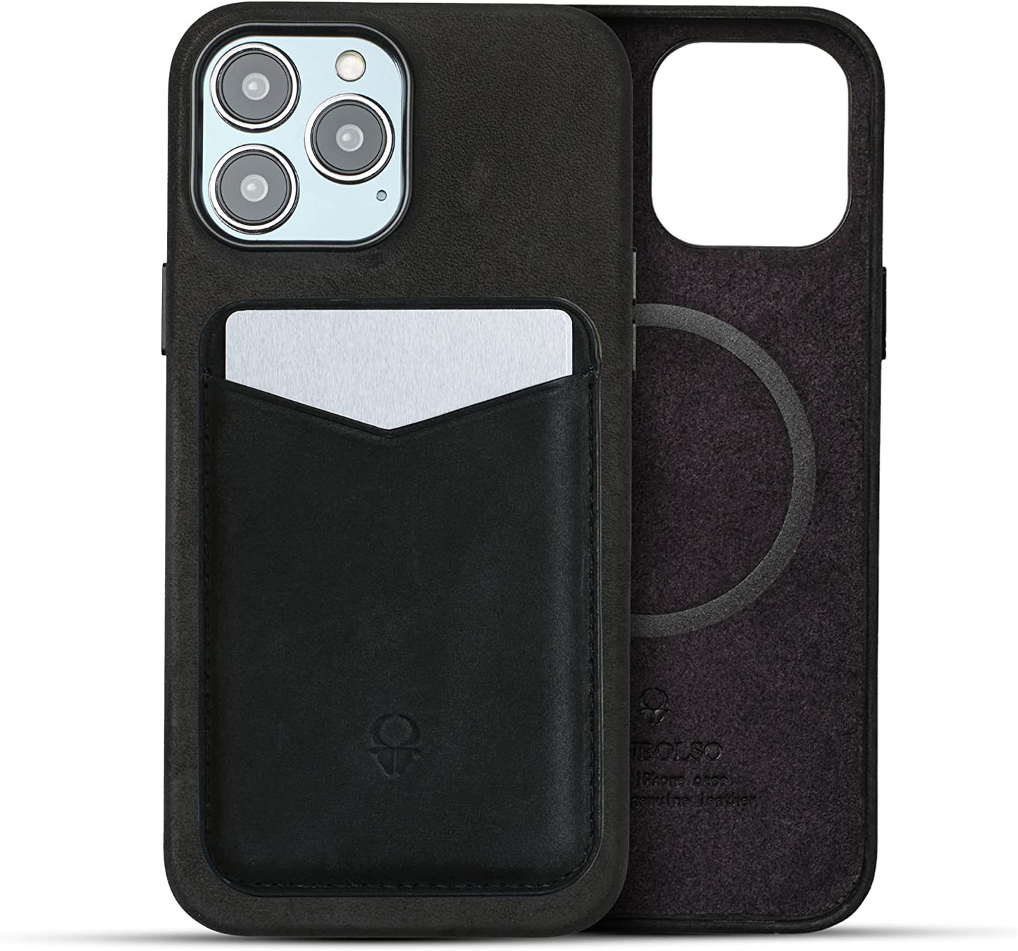 Donbolso Iphone 14 Pro Max Case Leather + Wallet Bundle - Apple Iphone Case in Vintage Black - Compatible with Magsafe - Lip Screen Protection - Elegant Leather Soft Grip - Strong Magnetic Phone Cases  DONBOLSO Vintage Black iPhone 13 Pro Max Case + Wallet 