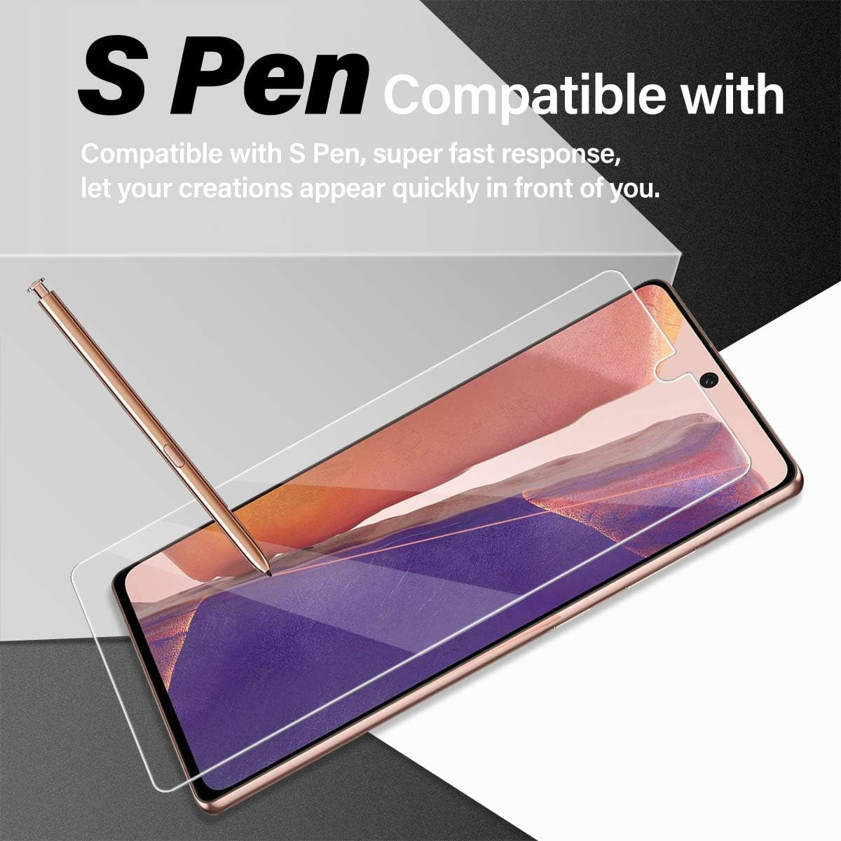 Galaxy Note 20 Tempered Glass Screen Protector + Camera Lens Protector [ 2 + 2 Pack ] [Compatible Fingerprint] [Anti-Scratch] [Case Friendly] Clear HD Protective Film for Samsung Galaxy Note 20  BIGFACE   