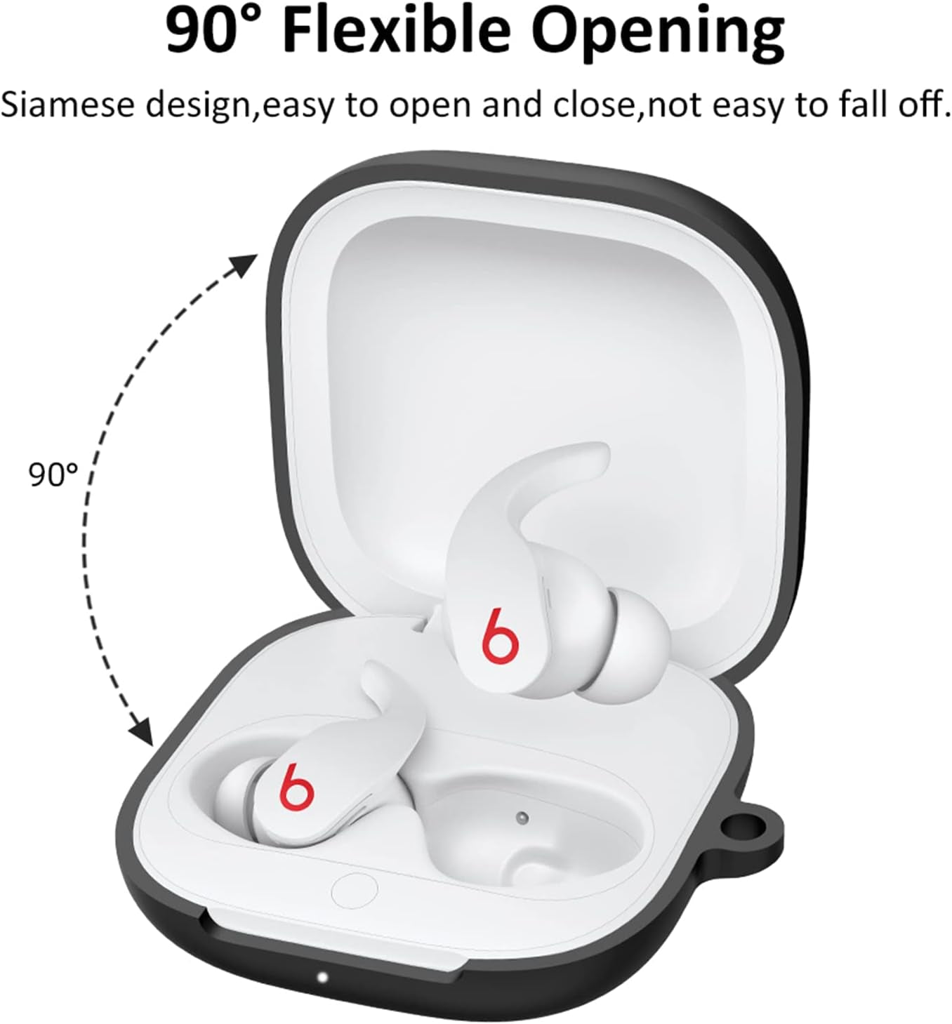 Case Cover for Beats Fit Pro 2021 New Wireless Earbuds, Soft Silicone Durable Shockproof Anti-Scratch Full Body Protective Cover with Portable Keychain for Women Men (Black)  RXNMH   