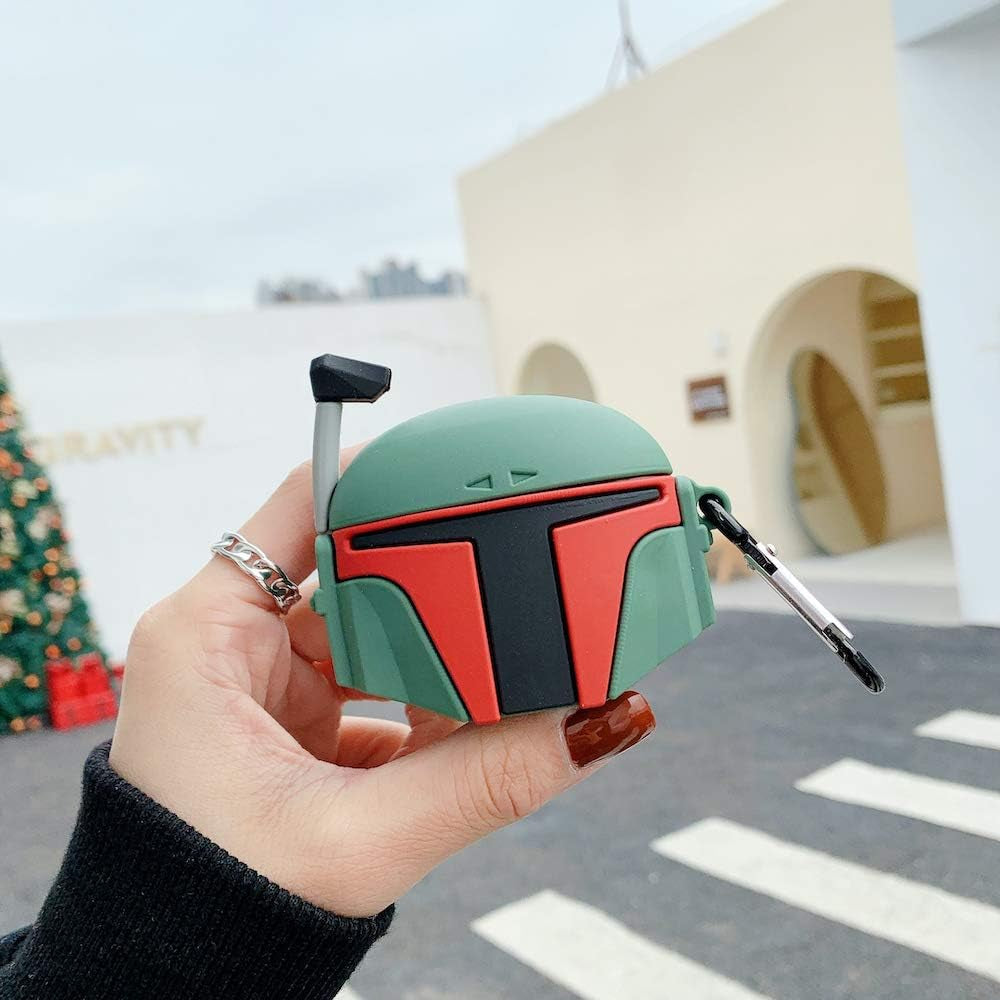 VARWANEO Earphone Case for Airpods Pro, 3D Popular Cute Mandalorian Boba Fett Silicone Design, Soft Silicone Portable&Shockproof Airpod Cover, for Apple Airpods 3&Pro Charging Case (Boba Fett)  VARWANEO   