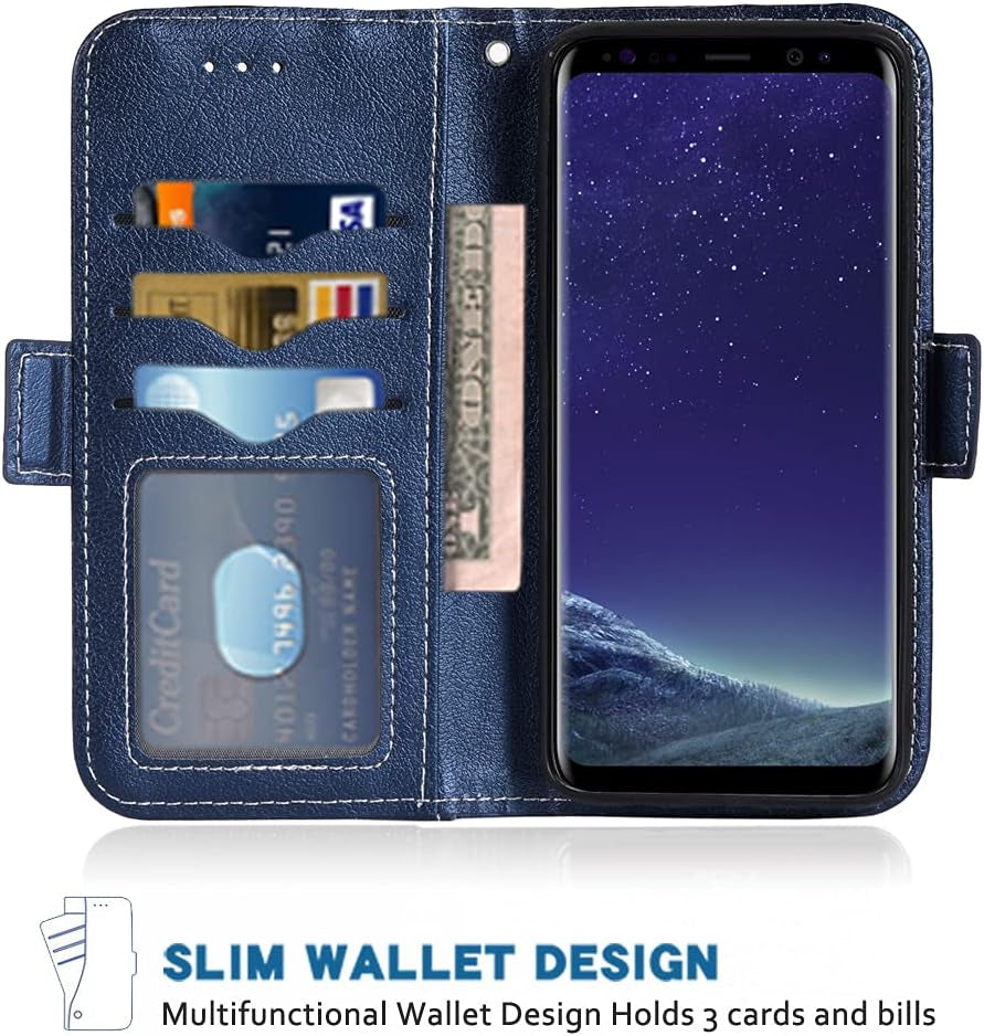 Asuwish Compatible with LG V35 Thinq V30 plus Wallet Case Wrist Strap Lanyard Leather Flip Cover Card Holder Stand Cell Accessories Phone Cases for LGV30 LGV35 LG30 LG35 V30 35 V30+ V30S H931 Blue  Asuwish   