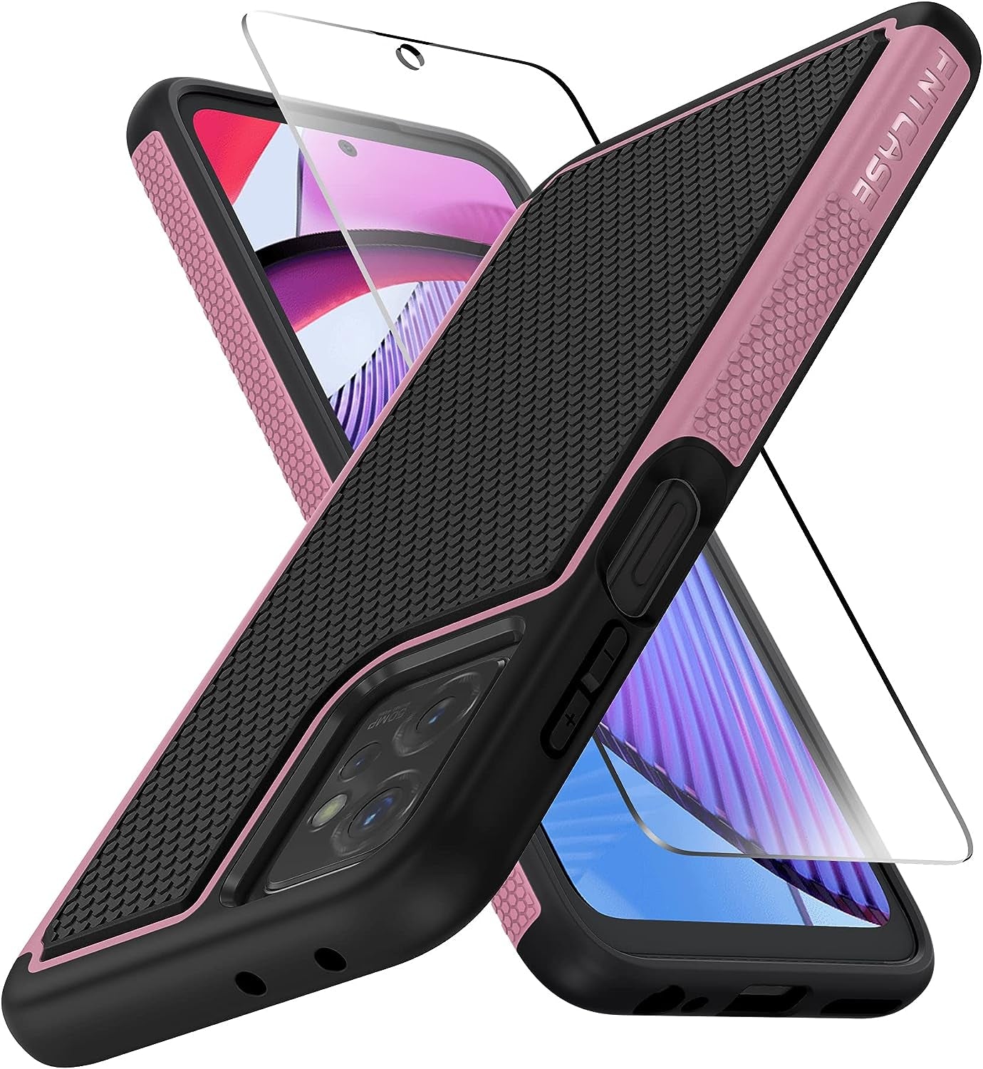 FNTCASE for Motorola Moto G-Power-5G 2023 Case: Moto G 5G 2023 Case Dual Layer Shockproof Protective Textured Design Cell Phone Cover Heavy Duty Rugged Tough Back Hardshell Hybrid Slim Basic Case  FNTCASE Shiny Rose Pink  