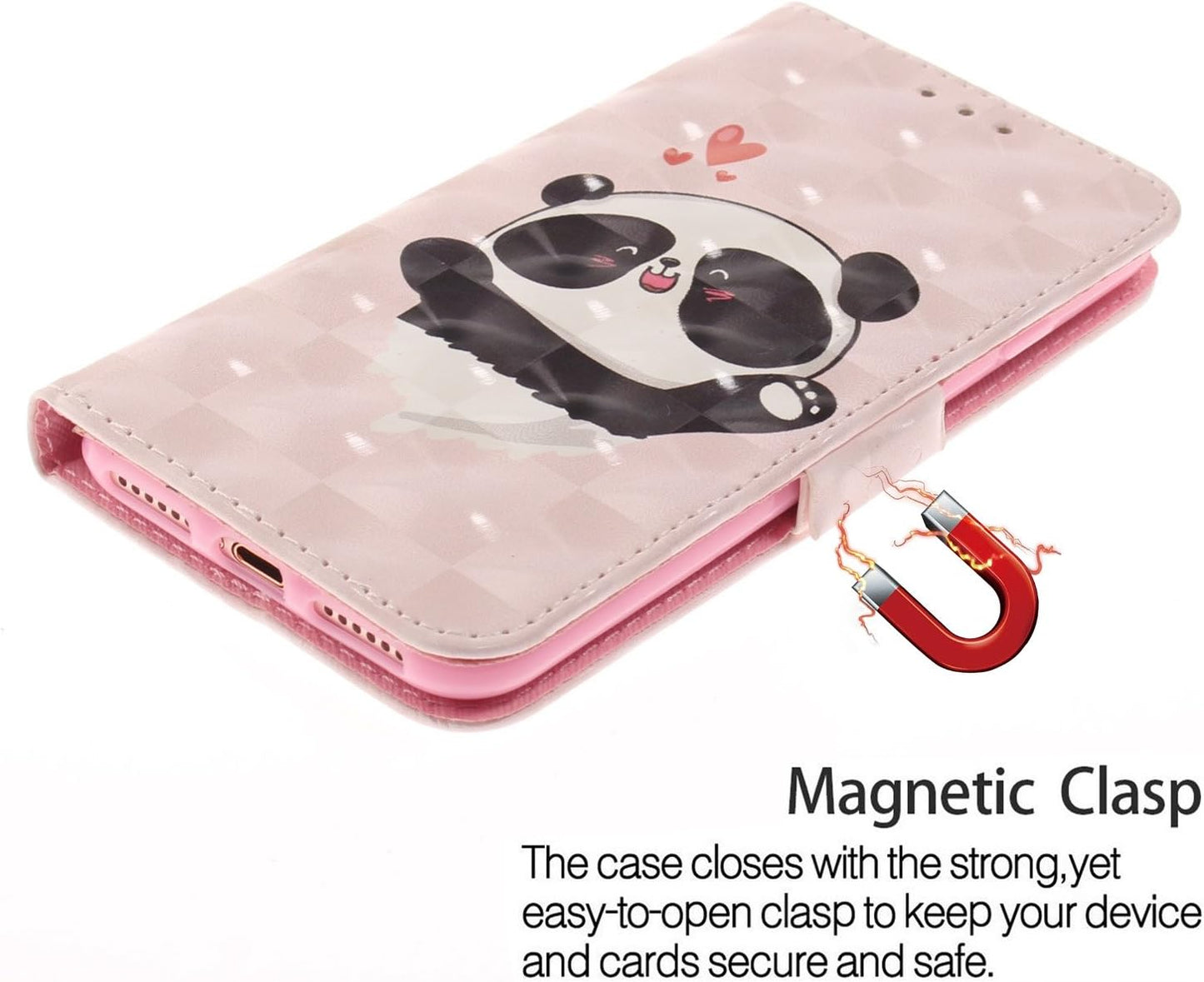 COTDINFORCA Compatible with LG G7 Thinq 2018 Case Wallet Premium PU Leather Case 3D Creative Painted Design Full-Body Protective Compatible with LG G7 / LG G7 Thinq. PU- Love Panda Pattern  COTDINFORCA   