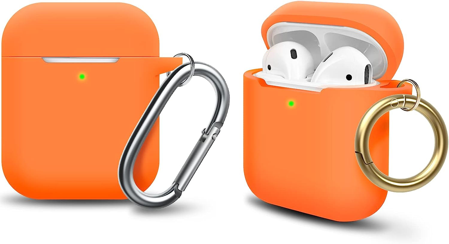 MOLOPPO Case Cover Compatible with Airpods, Soft Silicone Protective Cover with Keychain for Women Men Compatible with Apple Airpods 2Nd 1St Generation Charging Case, Front LED Visible- Milk Tea  MOLOVA L-Orange  