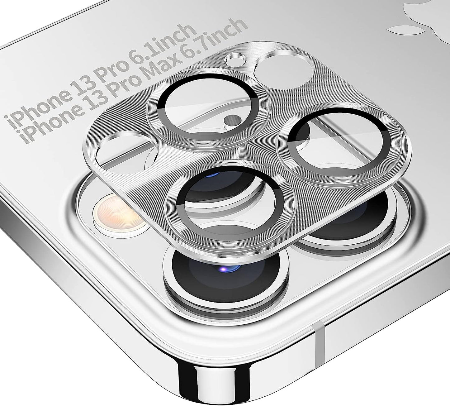 Tensea for Iphone 13 Pro / Iphone 13 Pro Max Camera Lens Protector, Tempered Glass Camera Cover Screen Protector Accessories, Aluminum Alloy Metal, Case Friendly for Iphone 13Pro / 13 Promax 2021 (Gold)  Tensea Silver  