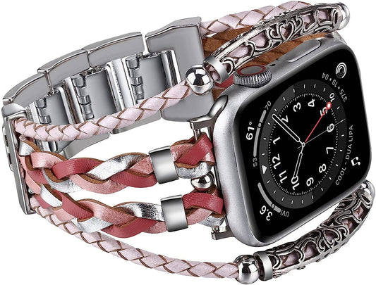 Wingoden Boho Weaving Leather Bands Compatible with Apple Watch Band Bracelets 38Mm 40Mm 41Mm 42Mm 44Mm 45Mm 49Mm for Women - Posh Leather Bracelet Multilayer Wrap Apple Watch Strap for Iwatch Band Series Ultra SE 8 7 6 5 4 3 2 1  Wingoden   