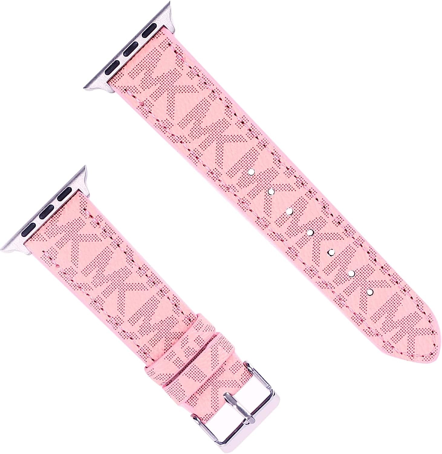 Designer Luxury Watch Band Compatible with Apple Watch 45Mm 44Mm 42Mm 41Mm 40Mm 38Mm, Soft Leather Replacement Strap Compatible with Iwatch Series 8/7/6/5/4/3/2/1/SE2/SE for Women Men  GIFUNA Pink 38mm/40mm/41mm 