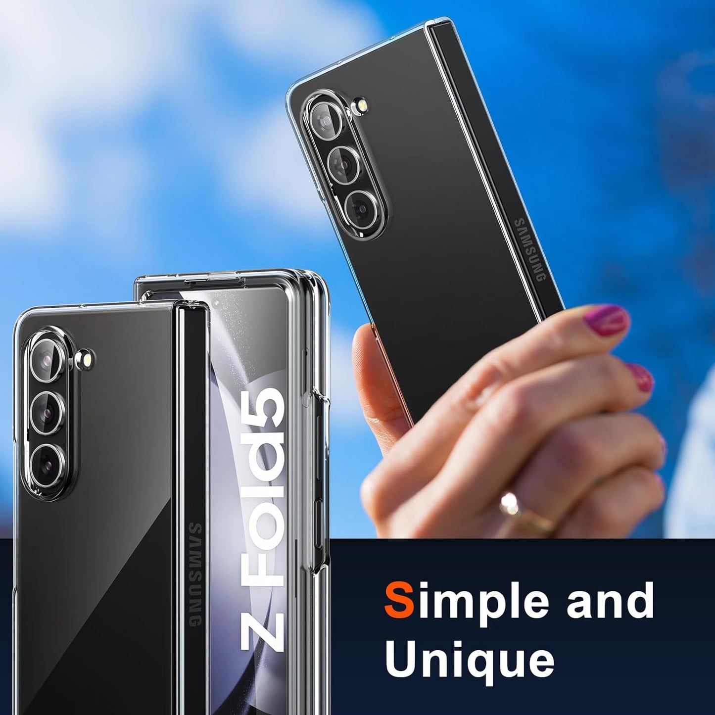 Foluu Clear Case for Samsung Galaxy Z Fold 5 with Front Built-In Screen Protector - Scratch Resistant Hard PC Back Bumper Protective Shockproof Cover for Samsung Galaxy Z Fold5 5G 2023  Foluu   