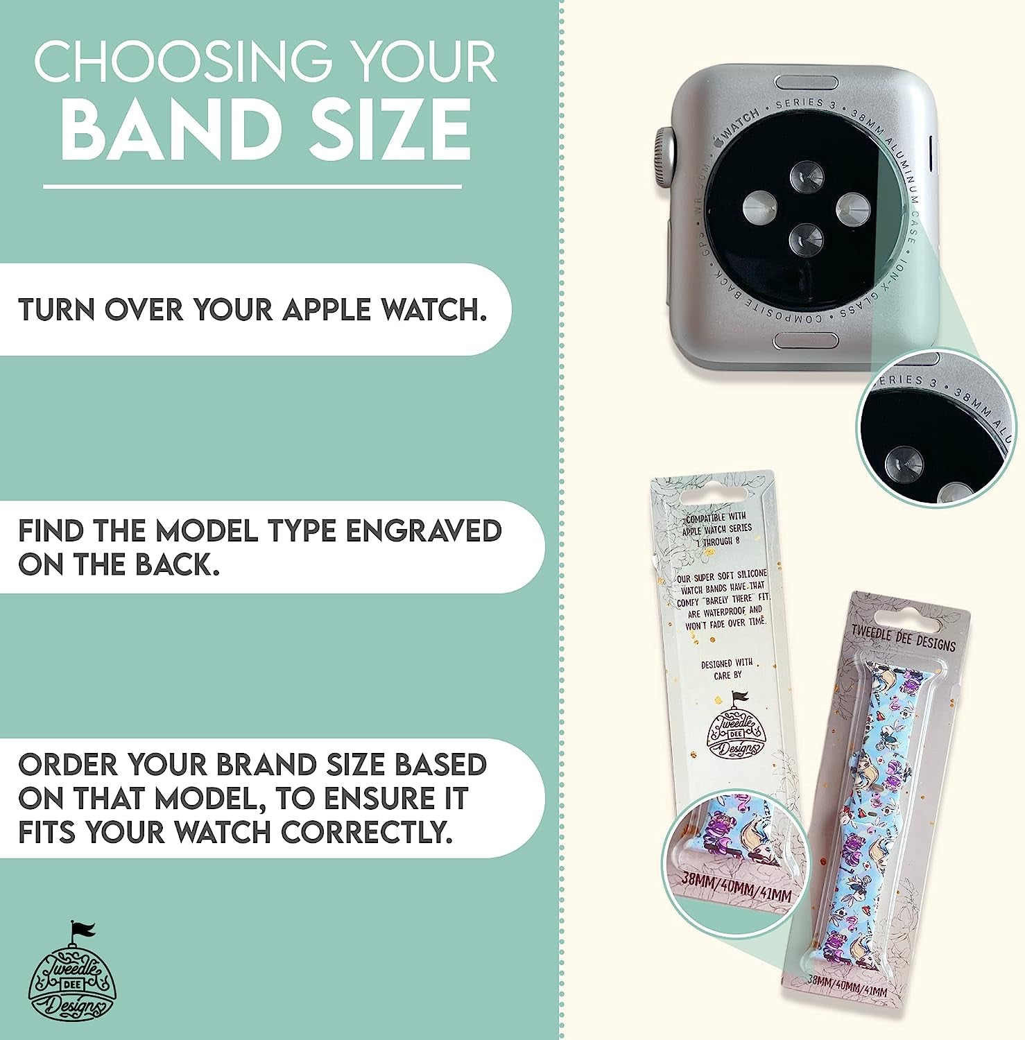 Boho Flora Forest Unisex Waterproof Soft Silicone Sport Band Compatible with Apple Watch Ultra and Series 8 7 6 5 4 3 2 1 SE, Model 38Mm 40Mm 41Mm 42Mm 44Mm 45Mm 49Mm, for Men and Women  Tweedle Dee Designs   