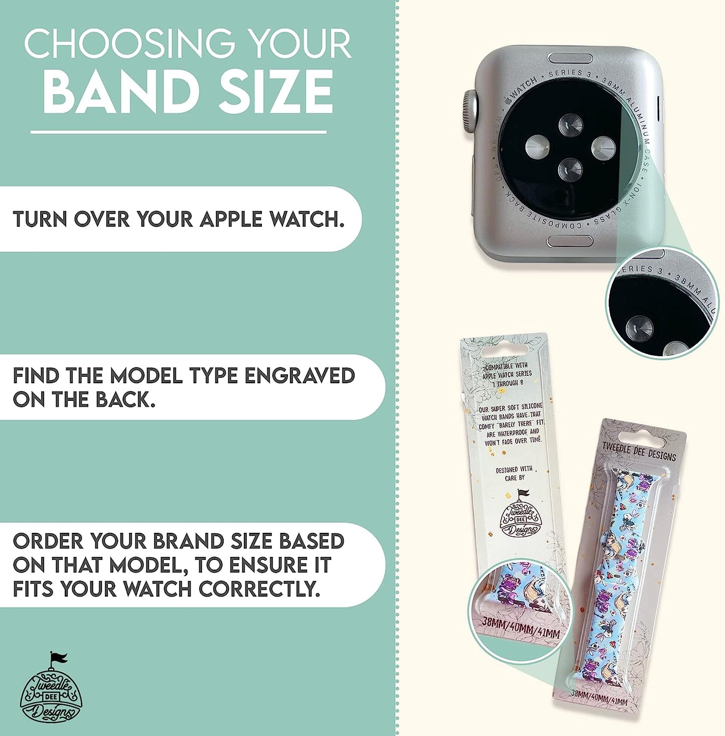 Boho White Flowers Brown Unisex Waterproof Soft Silicone Sport Band Compatible with Apple Watch Ultra and Series 8 7 6 5 4 3 2 1 SE, Model 38Mm 40Mm 41Mm 42Mm 44Mm 45Mm 49Mm, for Men and Women  Tweedle Dee Designs   