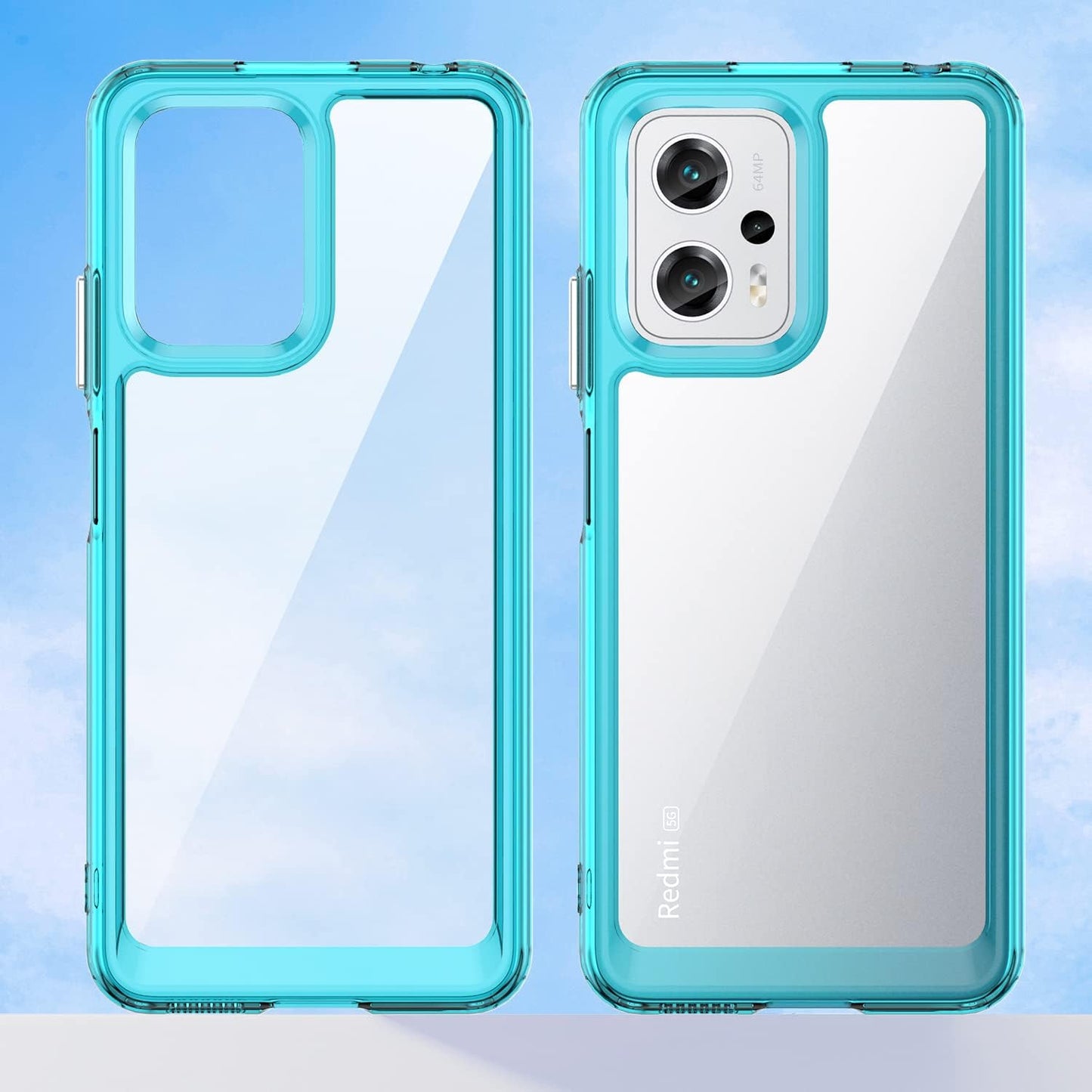 DFTCVBN Phone Case for Redmi Note 11T Pro+/Redmi Note 11T Pro Plus/Redmi K50I/X4 GT Case with Screen Protector, Soft Bumper with Clear Crystal PC Hard Back Cover Cases for Xiaomi Poco X4 GT Clear Blue  DFTCVBN   