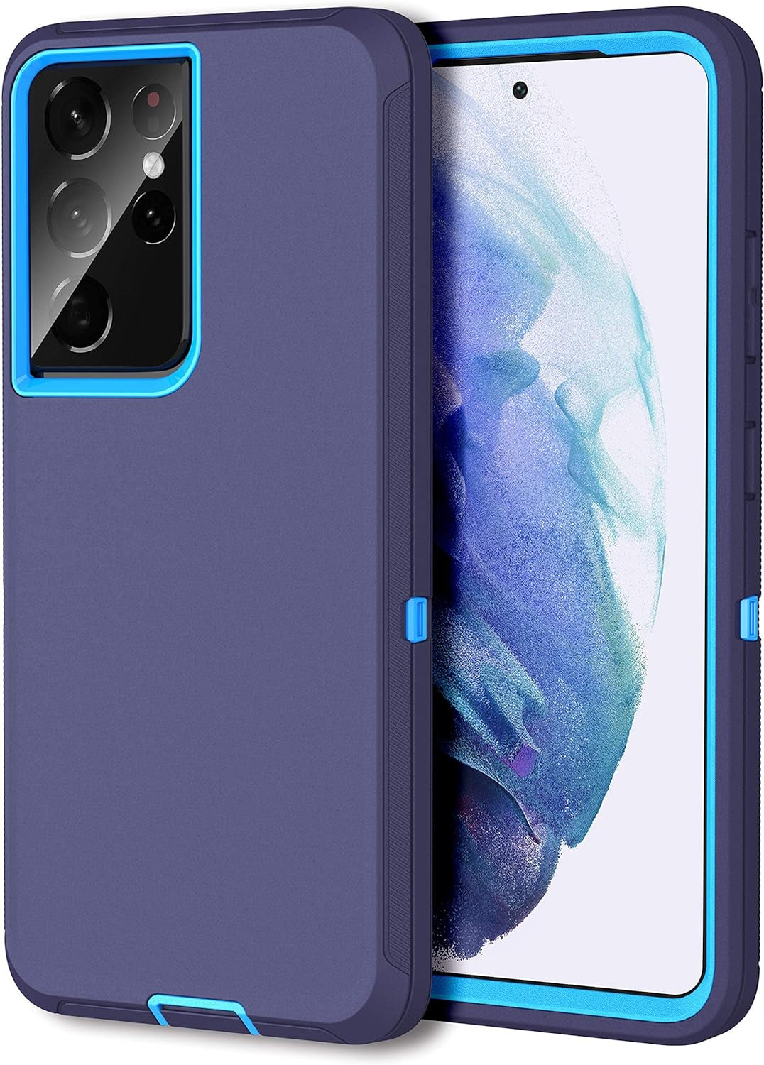 MXX Case Compatible with Galaxy S21 Ultra, 3-Layer Super Full Heavy Duty Body Bumper Cover/Shock Protection/Dust Proof, Designed for Samsung Galaxy S21 Ultra 5G (6.8 Inch) 2021 - (Orange/Gray)  MXx Accessories inc Blue Galaxy S21 Ultra 5G (6.8 Inch) 