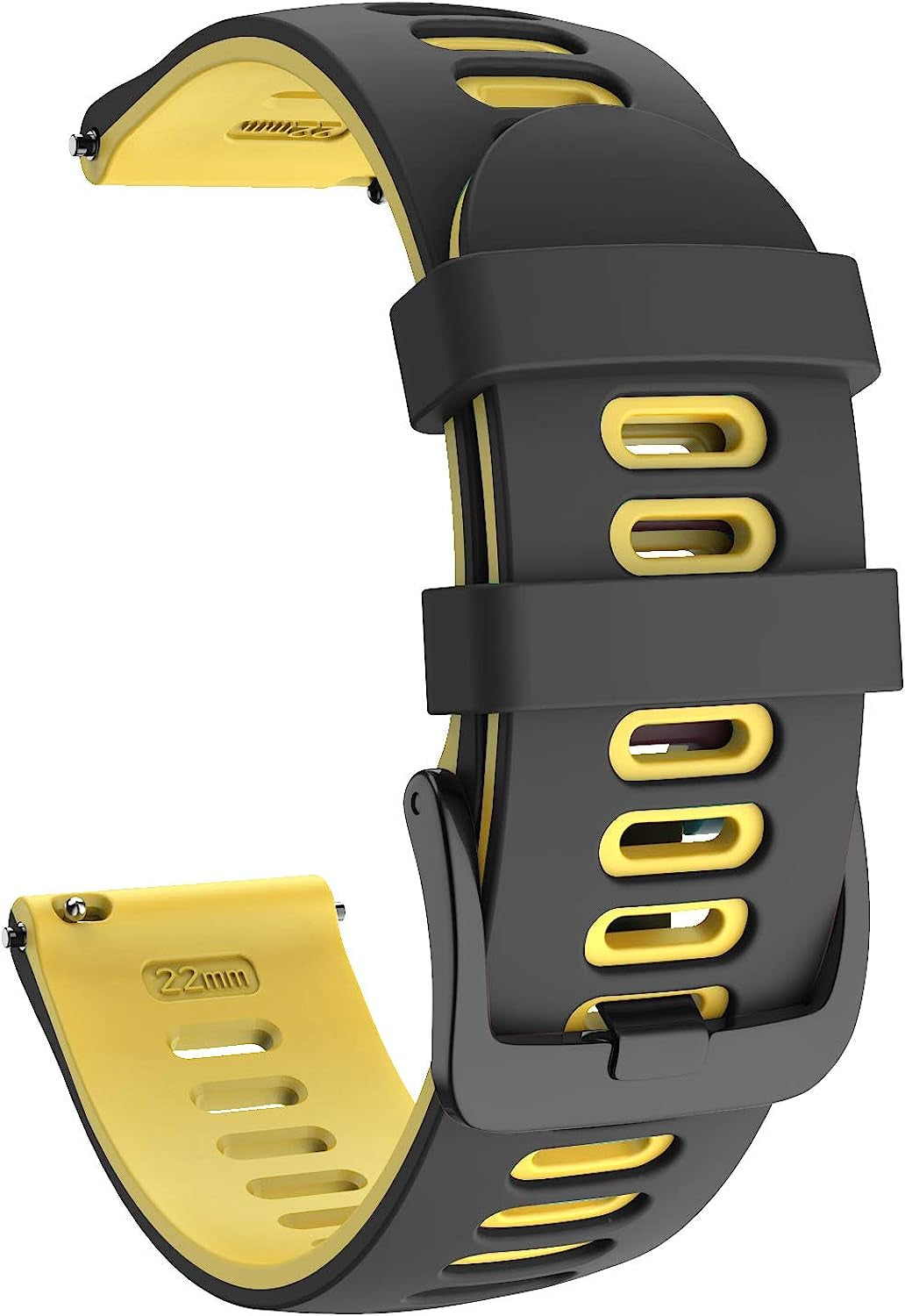 ISABAKE Soft Silicone Garmin Watch Strap for Garmin Vivoactive 3/Samsung Galaxy Active 2/Garmin Forerunner 245/245 Music 645/Forerunner 645 Music  ISABAKE Black yellow 22mm 