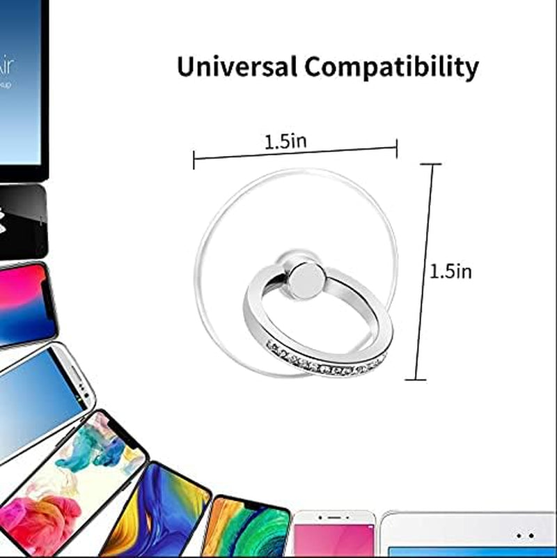 Exoer Transparent Cell Phone Ring Stand Holder Phone Ring Holder Finger Grip Loop Finger Ring Stand (2 Silver 2 Black (Round))  Exoer   