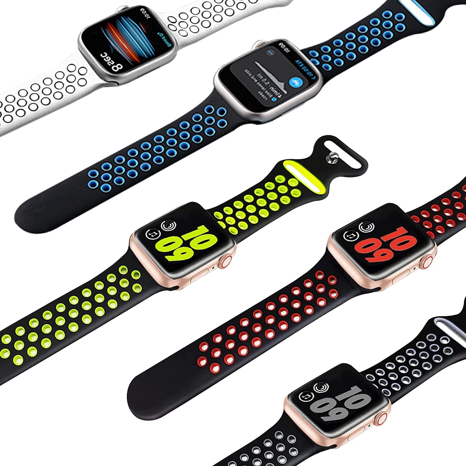 12 Pack Compatible with Apple Watch Band 49Mm 45Mm 44Mm 42Mm 41Mm 40Mm 38Mm, Breathable Soft Silicone Sport Replacement Strap Men Women for Iwatch Series 8/7/6/5/4/3/2/1/Se/Ultra  Brigtlaiff   