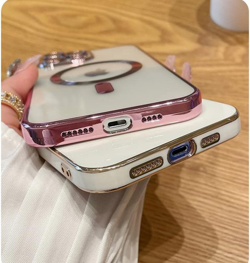 ZIYE Magnetic Case for Iphone 14 Pro Max Case [Compatible with Magsafe] Camera Lens Protector Plating Luxury Cover for Women Men Clear Soft TPU Shockproof Protective Phone Case - Pink  ZIYE   