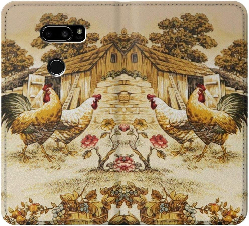 RW2181 French Country Chicken PU Leather Flip Case Cover for LG V30, LG V30 Plus, LG V30S Thinq, LG V35, LG V35 Thinq  jjphonecase   