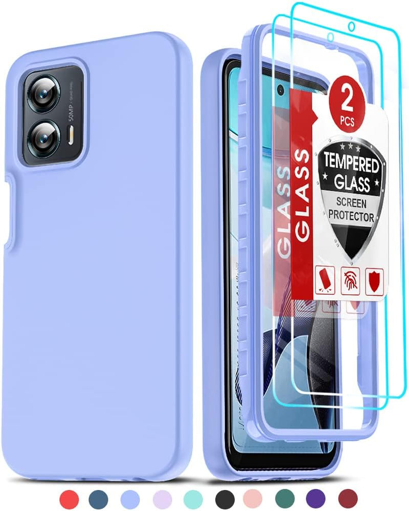 Leyi for Moto G Power 5G 2023 Case, Motorola G 5G 2023 Case with [2 X Tempered Glass Screen Protector], Full-Body Shockproof Soft Liquid Silicone Protective Phone Cover Case for G 5G 2023, Green  LeYi Violet  