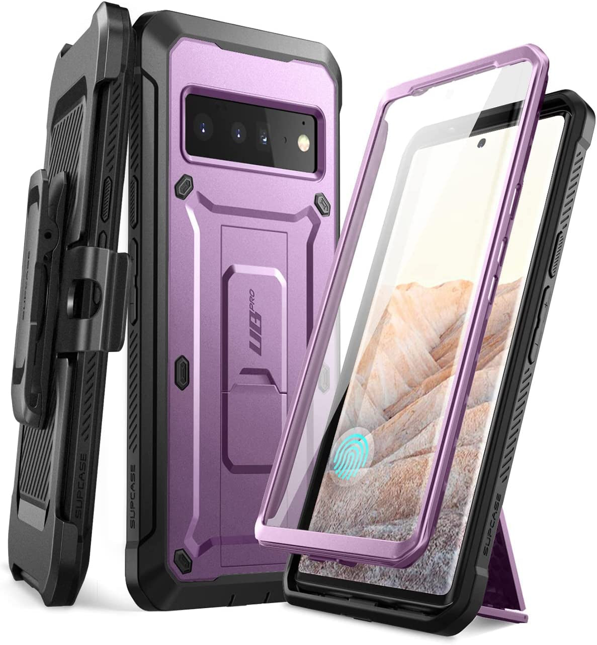 SUPCASE Unicorn Beetle Pro Full-Body Rugged Holster Case with Built-In Screen Protector for Google Pixel 6 Pro (2021), Black  SUPCASE Purple  