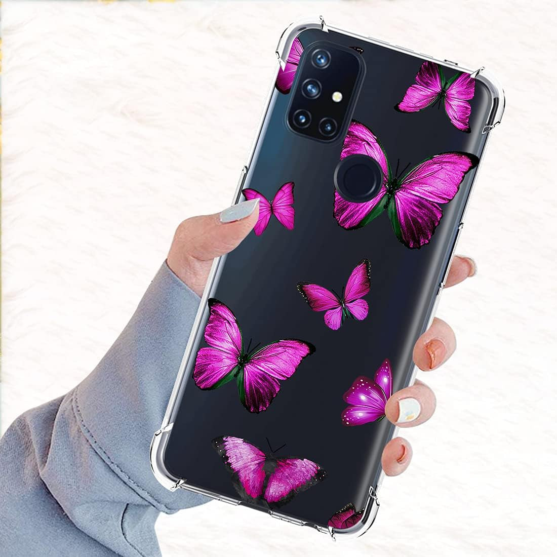 Vokuha for Oneplus Nord N10 5G Case, Oneplus N10 5G Case for Girls Women, Clear Slim Shockproof Pattern Soft Flexible TPU Rubber Back Phone Protective Cover Cases for Oneplus Nord N10 5G (Butterfly)  Vokuha   