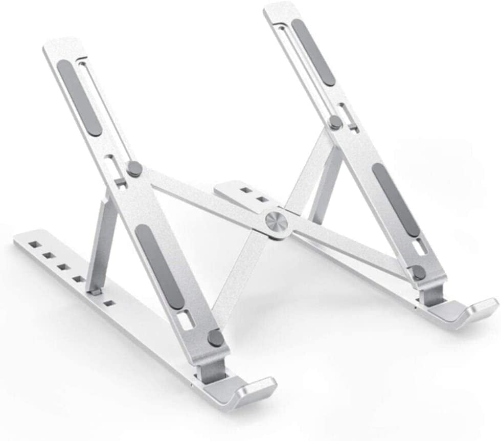 Pack of 2 Aliminum Laptop Stand and Phone Magnetic Portable 7-Level Height Adjustable , Ergonomic Foldable Computer with Phone Holder Compatible with 10-15.6''Laptops and Tablets (Silver) Magnet  generic   