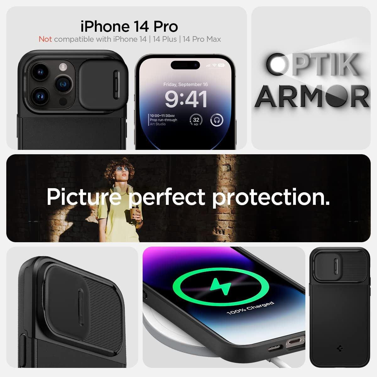Spigen Optik Armor (Magfit) Compatible with Magsafe Designed for Iphone 14 Pro Case (2022) - Black  Spigen   
