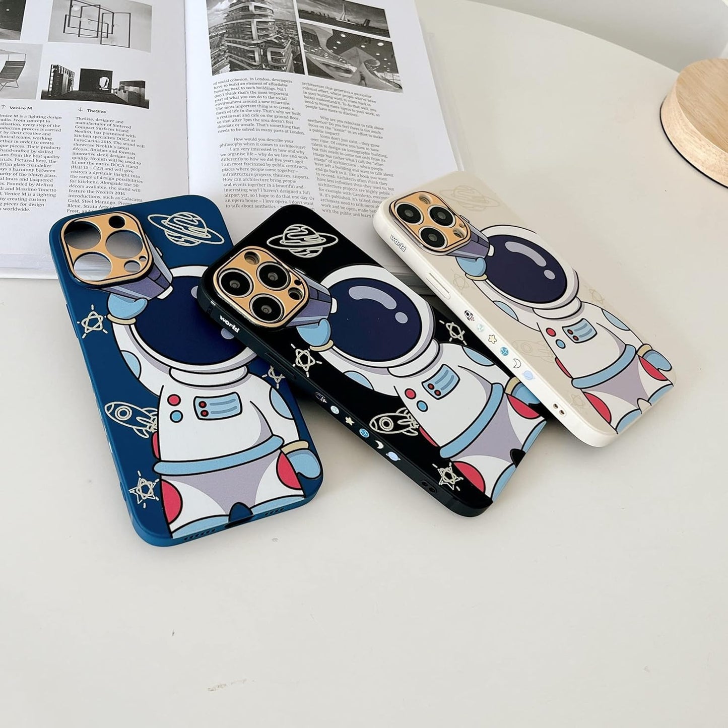 Yonds Queen for Iphone 12 Mini Cute Case, Cool Cartoon Astronaut Space Design Stylish Bumper Women Girls Protective Anti-Slip Shockproof Fashion Creative Case (Black Telescope, Iphone 12 Mini)  Yonds Queen   