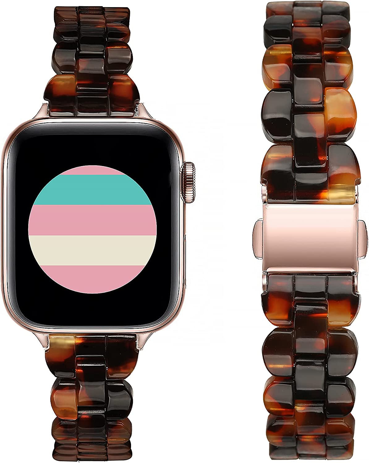 Secbolt Band Compatible with Apple Watch Band 38Mm 40Mm 41Mm 42Mm 44Mm 45Mm Women, Slim Resin Bracelet for Iwatch Series 8/7/6/5/4/3/2/1/SE  Secbolt Tortoise Shell 38mm/40mm/41mm 